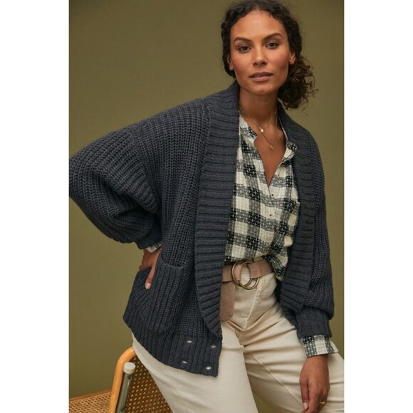 Anthropologie Sweaters - ANTHROPOLOGIE Women's Deep-V Cardigan Size 1X In Charcoal
